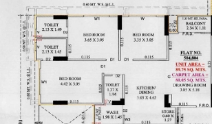 3 BHK Flat floor plan