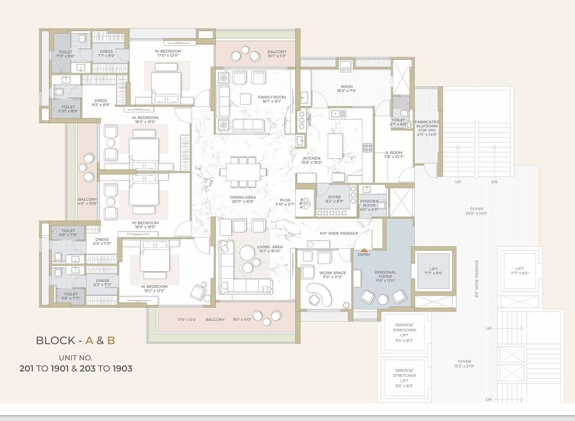 5 BHK Flat floor plan