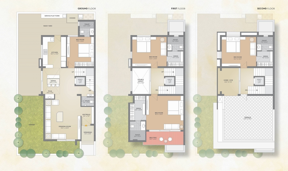 4 BHK Bungalow floor plan