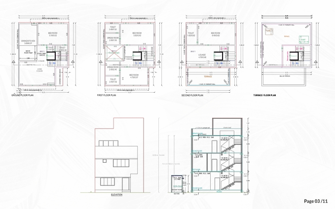 4 BHK Bungalow floor plan
