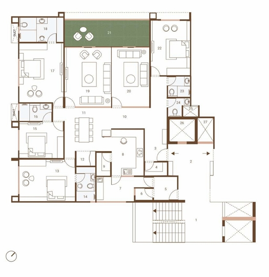 4 BHK Flat floor plan