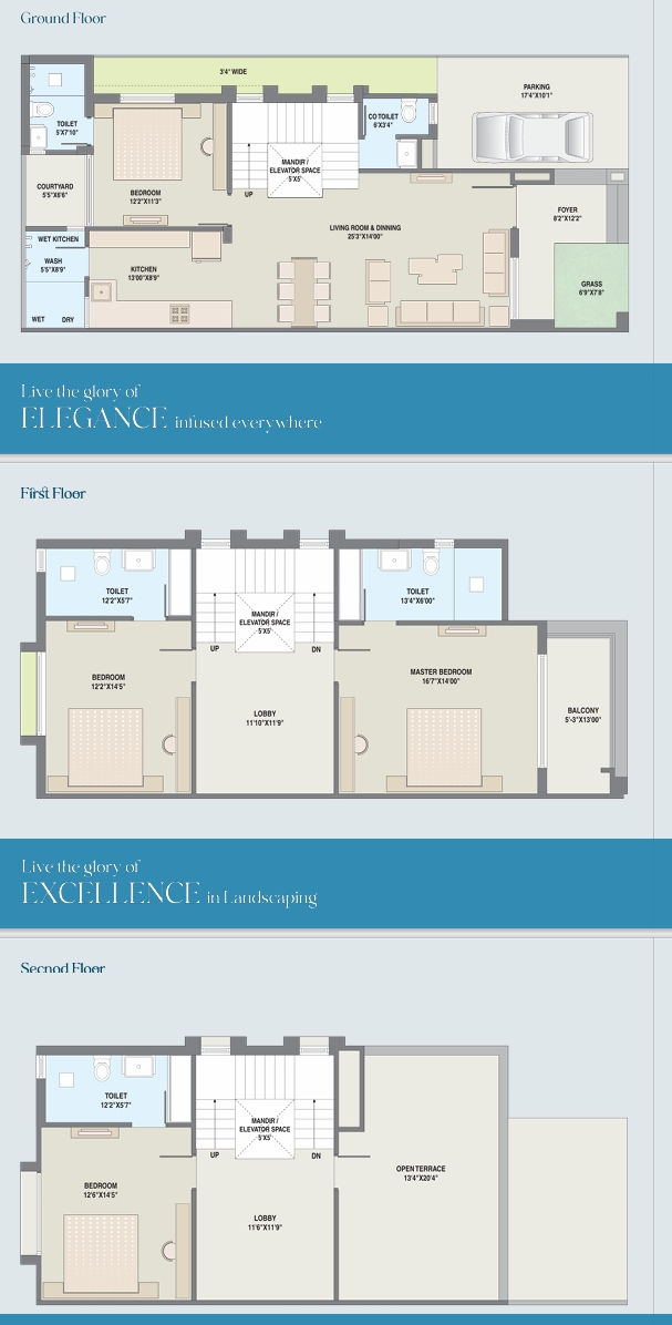 4 BHK Bungalow floor plan
