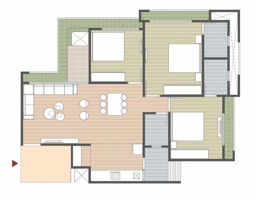 3 BHK Flat floor plan