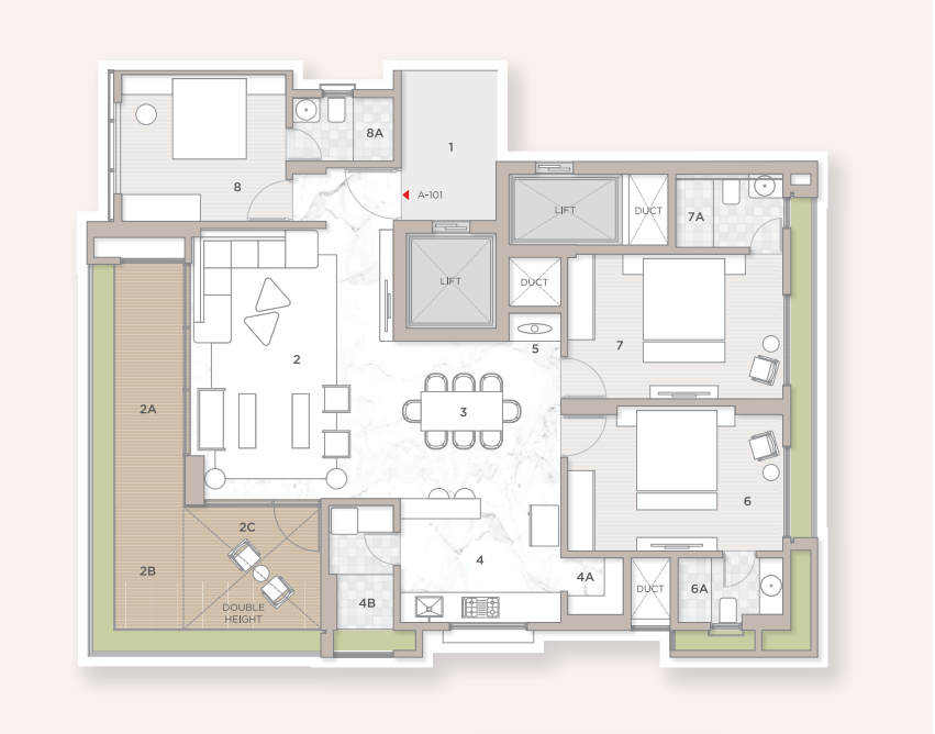 3 BHK Flat floor plan