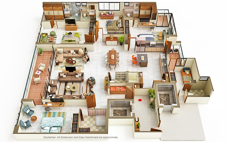 4 BHK Flat floor plan