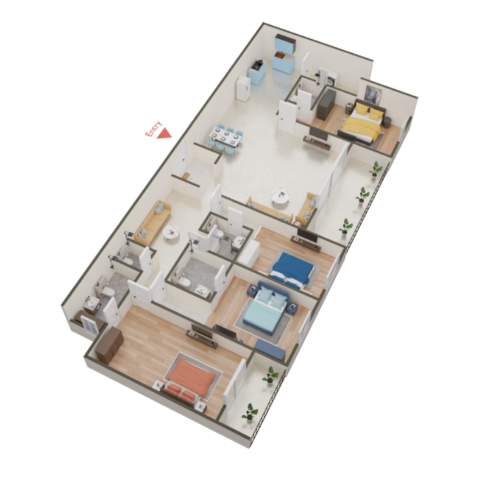 4 BHK Flat floor plan