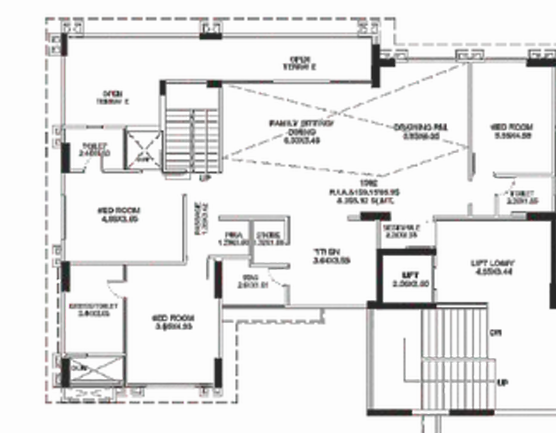 3 BHK Flat floor plan