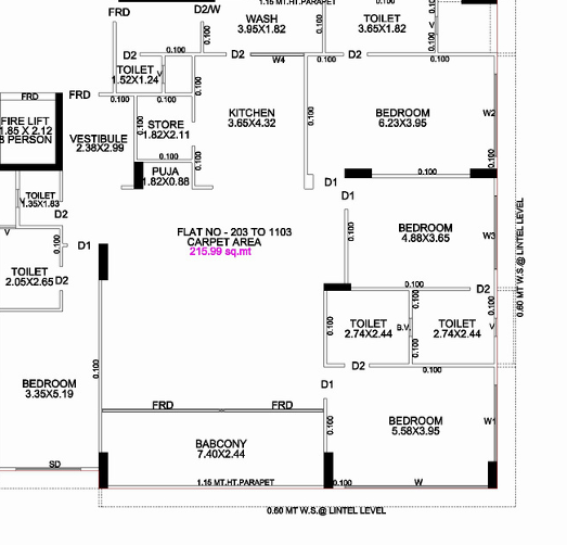 4 BHK Flat floor plan