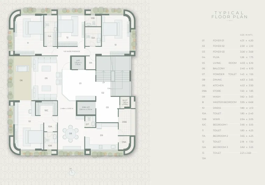 4 BHK Flat floor plan
