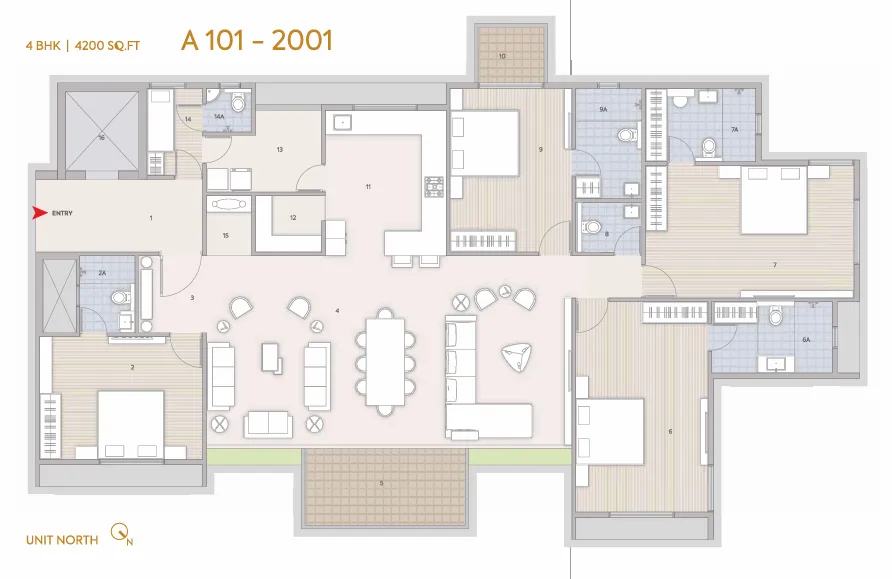 4 BHK Flat floor plan