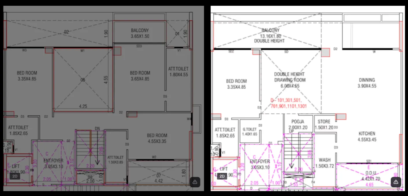 4 BHK Duplex floor plan