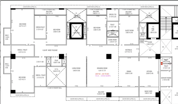 5 BHK Flat floor plan