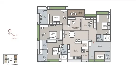 4 BHK Flat floor plan