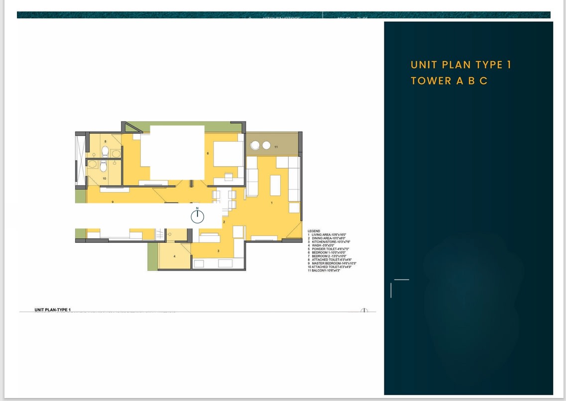 3 BHK Flat floor plan