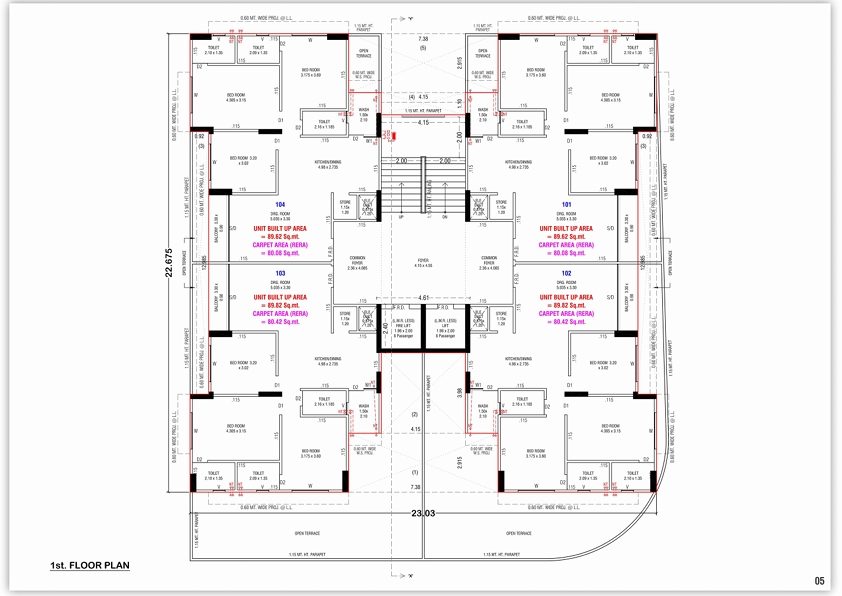 3 BHK Flat floor plan