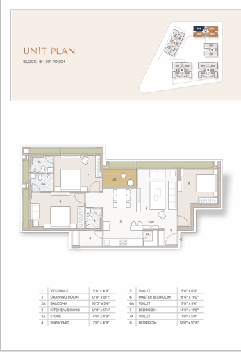 3 BHK Flat floor plan