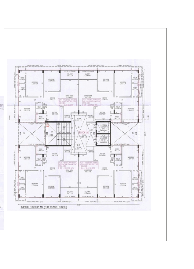 3 BHK Flat floor plan