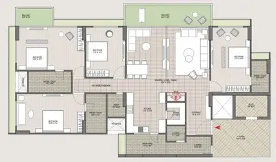 4 BHK Flat floor plan