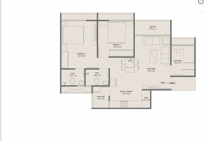 2.5 BHK Flat floor plan