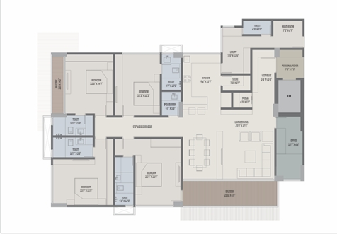 4 BHK Flat floor plan