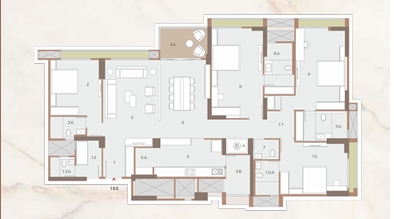 4 BHK Flat floor plan