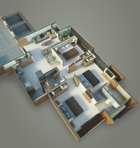 3 BHK Flat floor plan