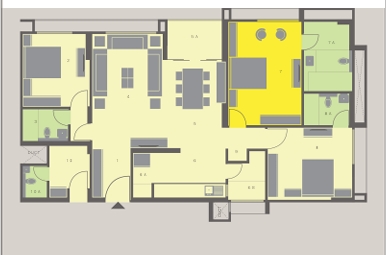 3 BHK Flat floor plan
