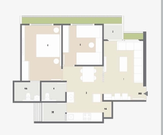 2 BHK Flat floor plan