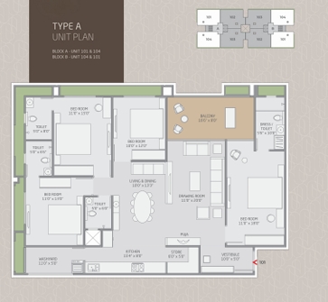 4 BHK Flat floor plan