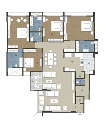 4 BHK Flat floor plan