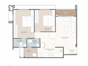 2 BHK Flat floor plan