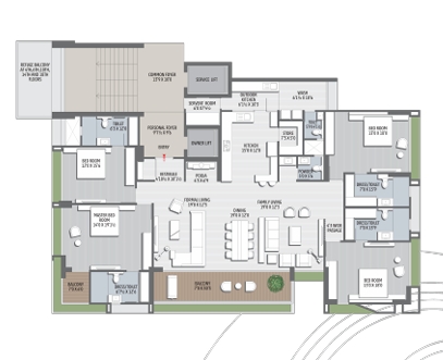 4 BHK Flat floor plan