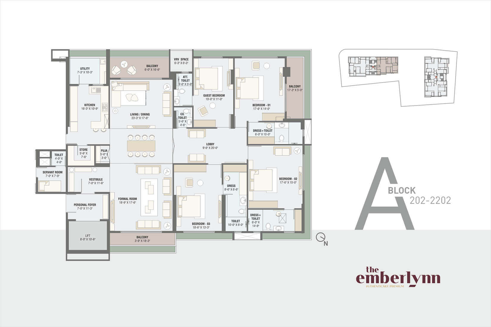 4 BHK Flat floor plan