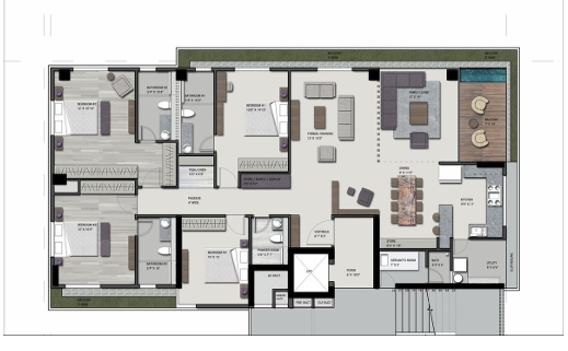 4 BHK Flat floor plan