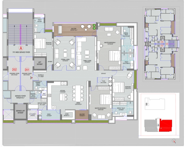 4 BHK Flat floor plan