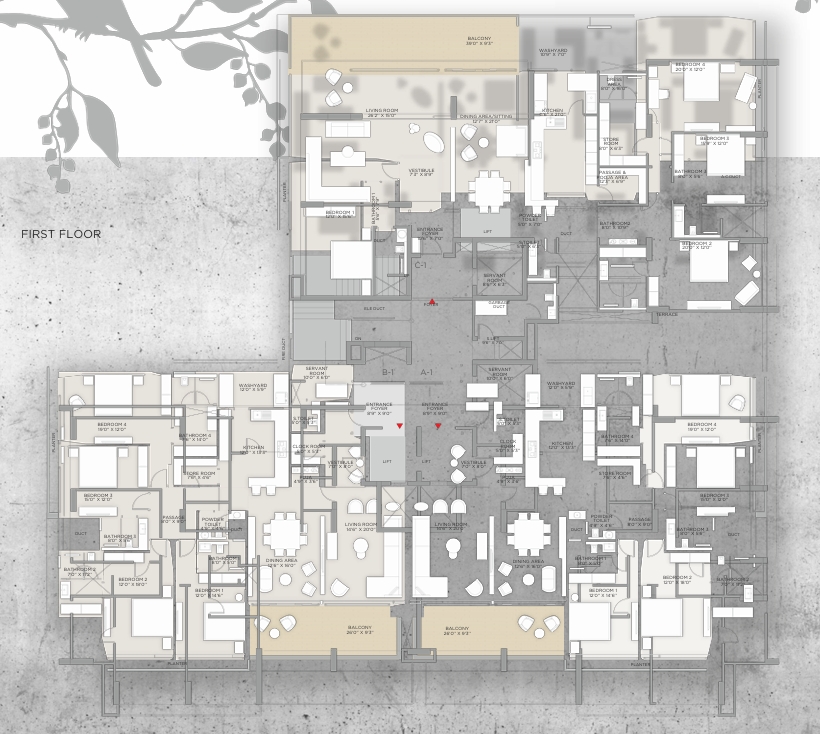 4 BHK Flat floor plan