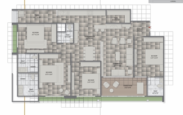 4 BHK Flat floor plan