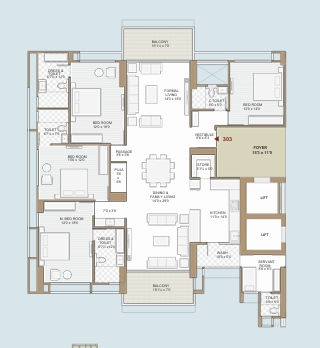 4 BHK Flat floor plan