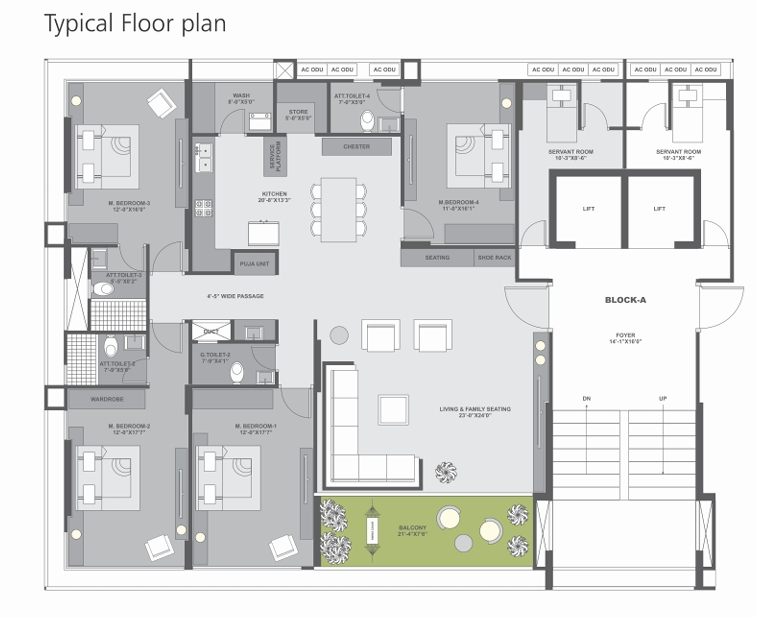 4 BHK Flat floor plan