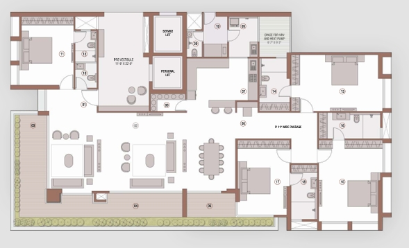 4 BHK Flat floor plan