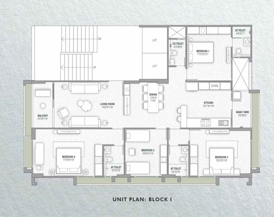 4 BHK Flat floor plan