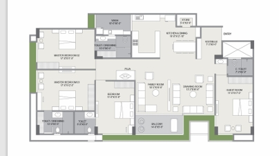 4 BHK Flat floor plan
