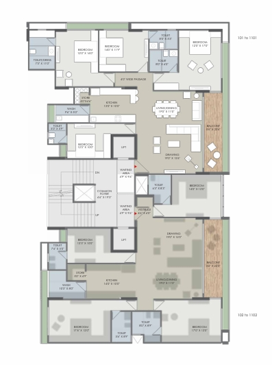 4 BHK Flat floor plan