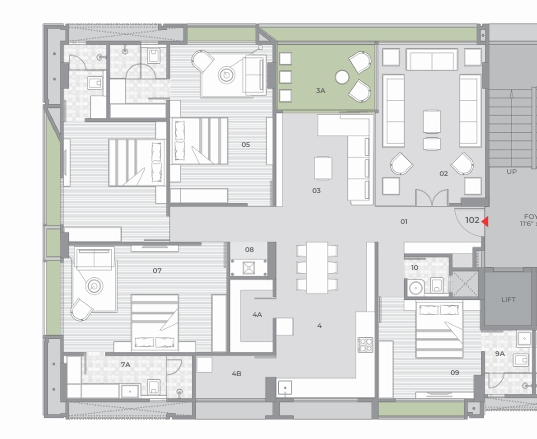 4 BHK Flat floor plan