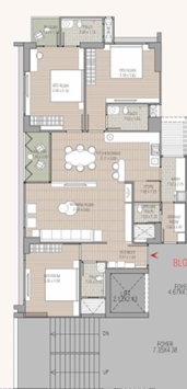 3 BHK Flat floor plan
