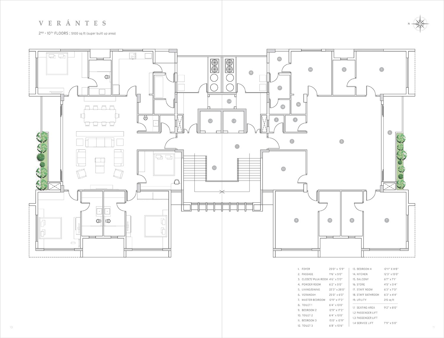 4 BHK Flat floor plan
