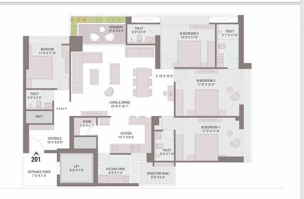 4 BHK Flat floor plan