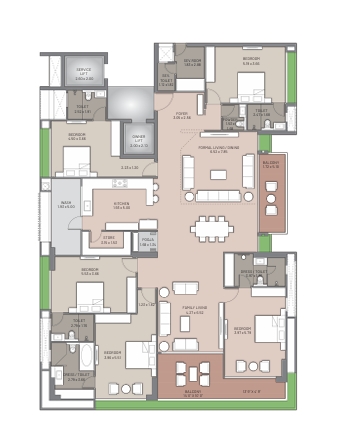 5 BHK Flat floor plan