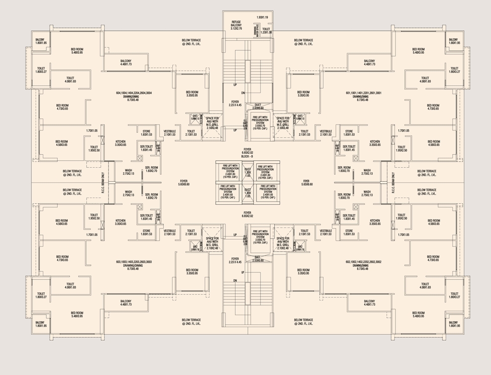 4 BHK Flat floor plan