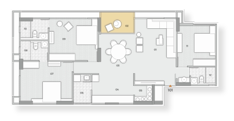 3 BHK Flat floor plan